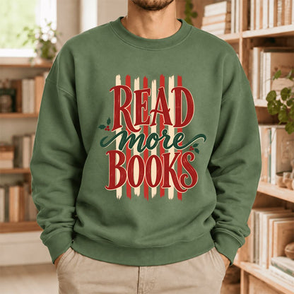 Read More Book Christmas Softstyle Sweatshirt | Christmas Book Lover Gift Military Green