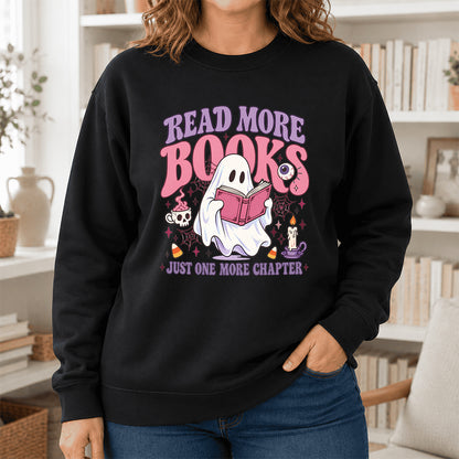 Read More Books Printed Sweatshirt | Halloween Book Lover Gift Black