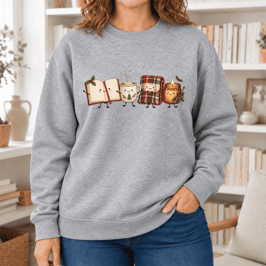 Christmas Cozy Club Softstyle Sweatshirt | Christmas Reader Gift Sport Grey