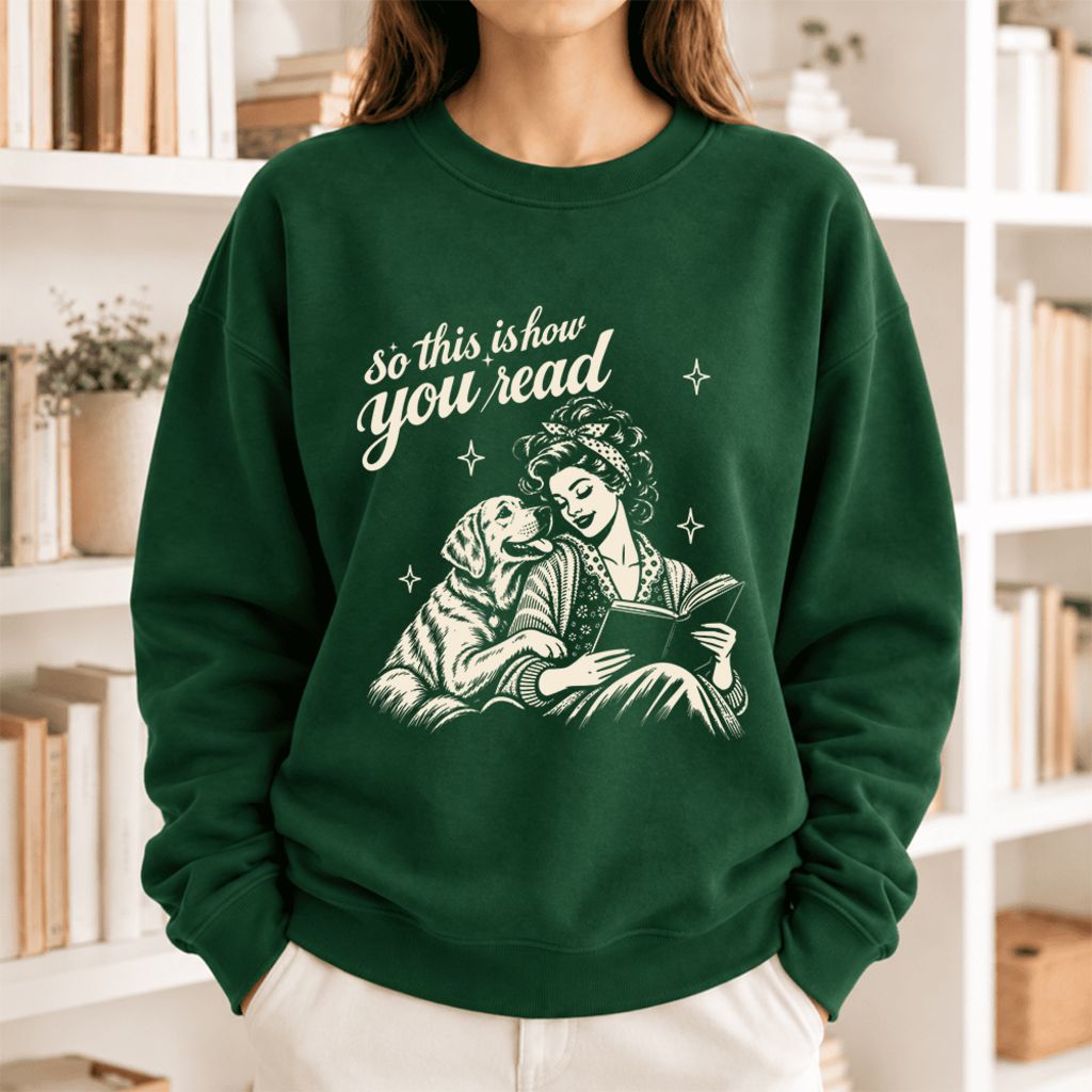 How You Read Labrador Retriever Softstyle Sweatshirt | Cozy Dog Mom Reader Gift Forest Green