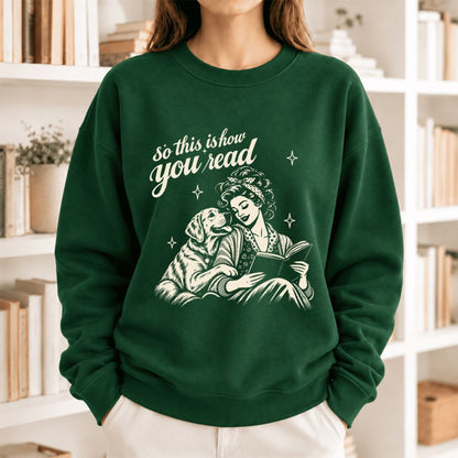 How You Read Labrador Retriever Softstyle Sweatshirt | Cozy Dog Mom Reader Gift Forest Green