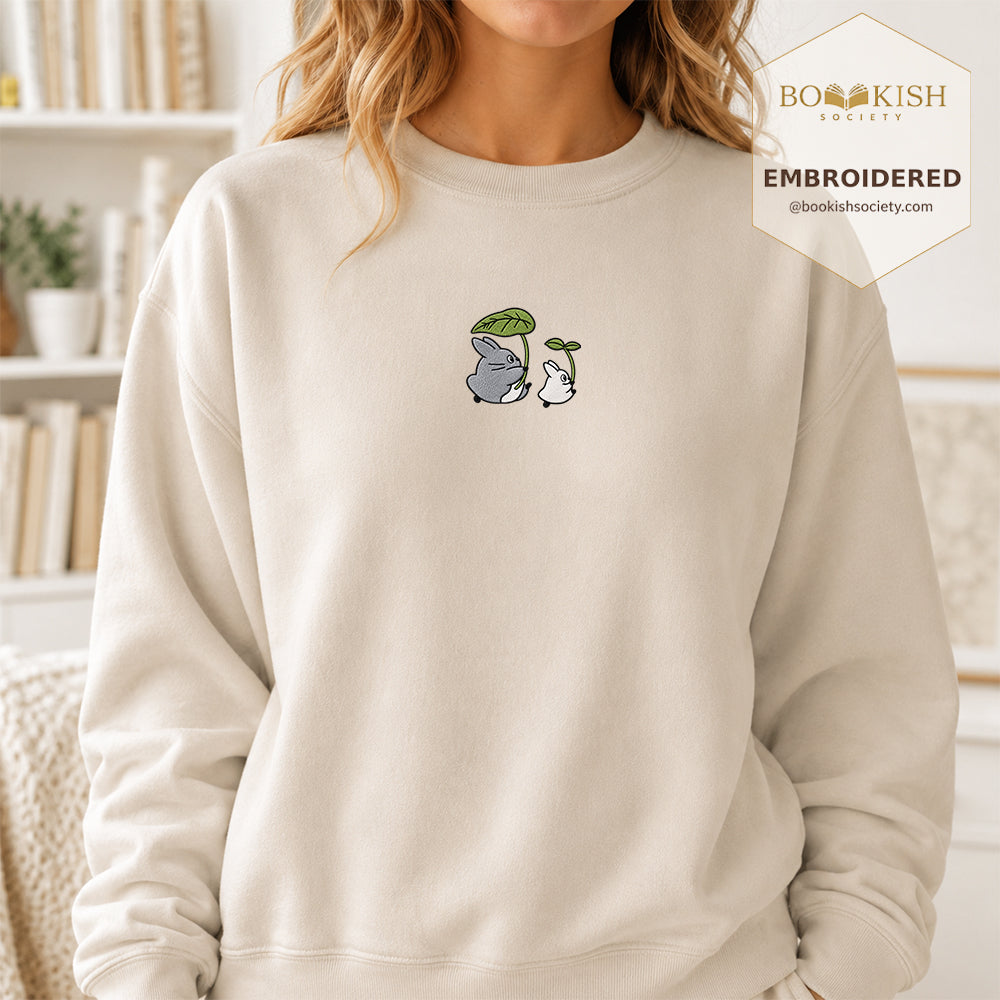 Forest Spirits and Flowers Embroidered Sweatshirt | Reader Gift Sand