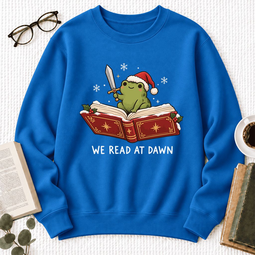 We Read At Dawn Frog Softstyle Sweatshirt | Christmas Book Lover Gift Royal