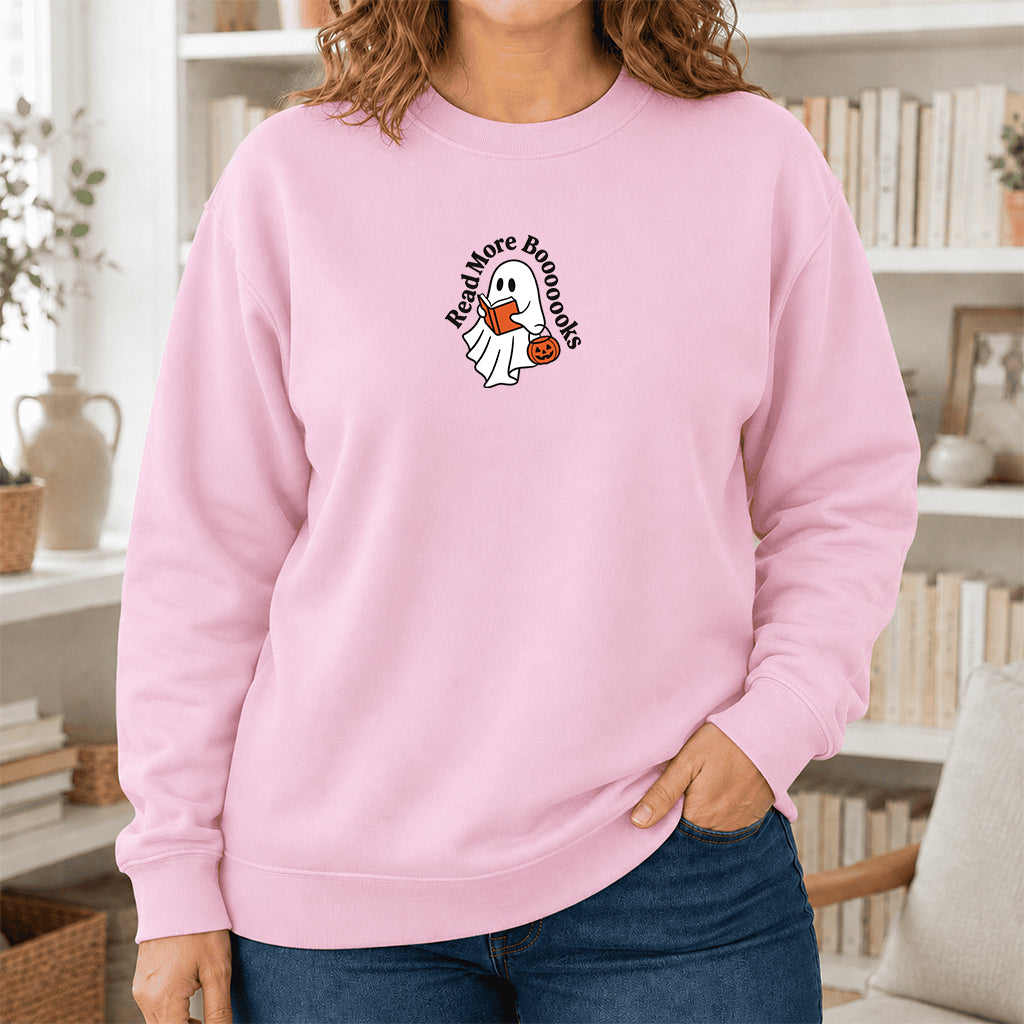 Read More Book Crewneck Sweatshirt | Halloween Reader Gift Light Pink