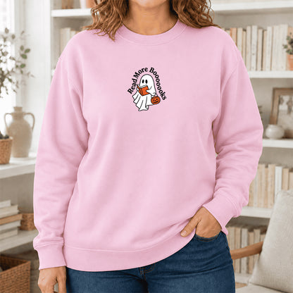 Read More Book Crewneck Sweatshirt | Halloween Reader Gift Light Pink