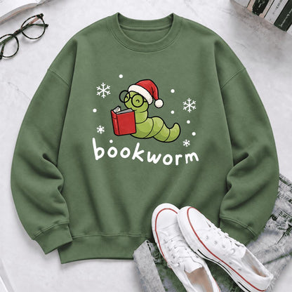 Christmas Bookworm Softstyle Sweatshirt | Christmas Book Lover Gift Military Green