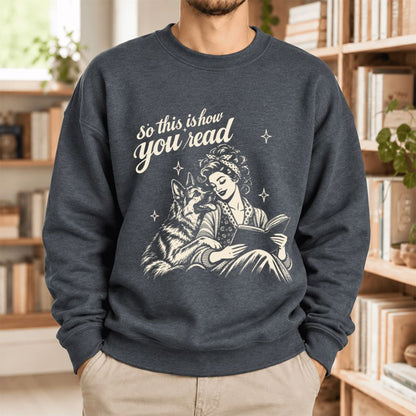 How You Read German Shepherd Softstyle Sweatshirt | Cozy Dog Mom Reader Gift Dark Heather