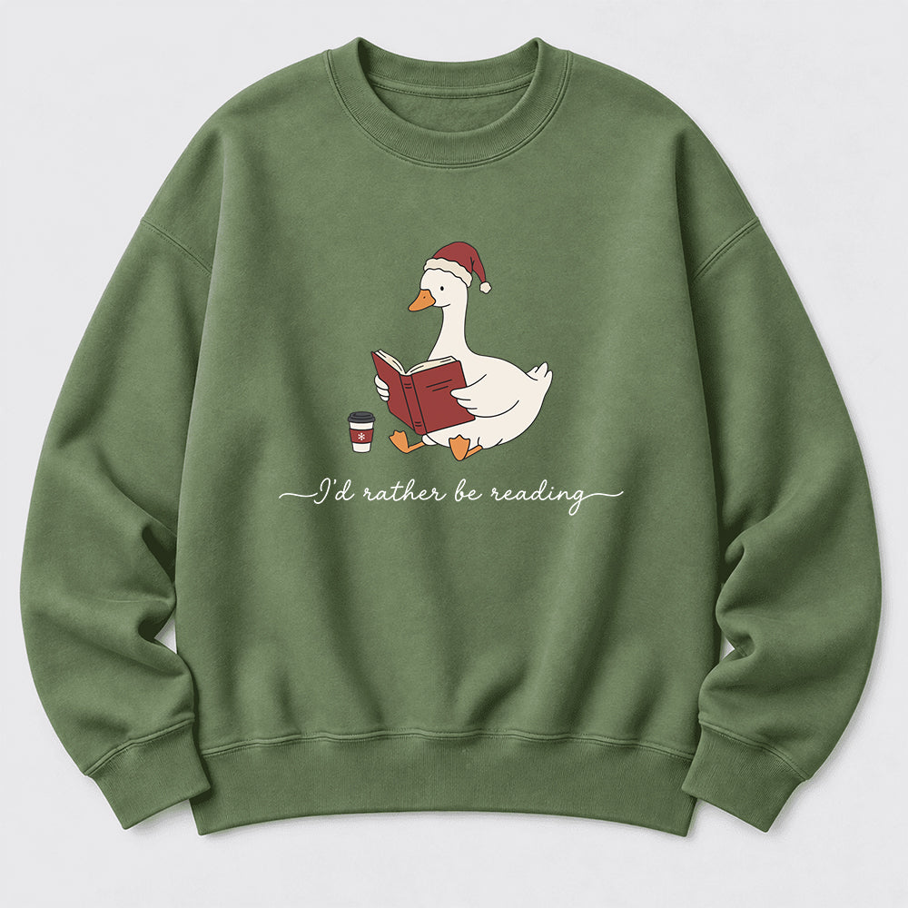 I'D Rather Be Reading Softstyle Sweatshirt | Christmas Book Lover Gift Military Green