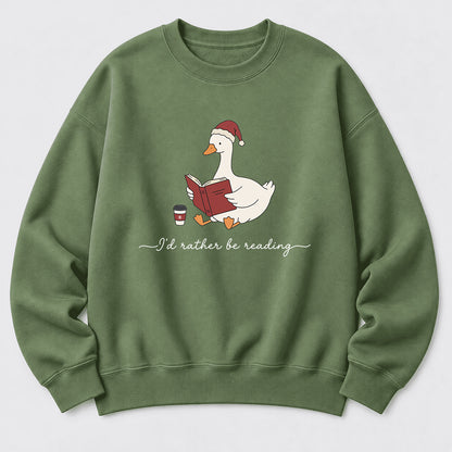 I'D Rather Be Reading Softstyle Sweatshirt | Christmas Book Lover Gift Military Green