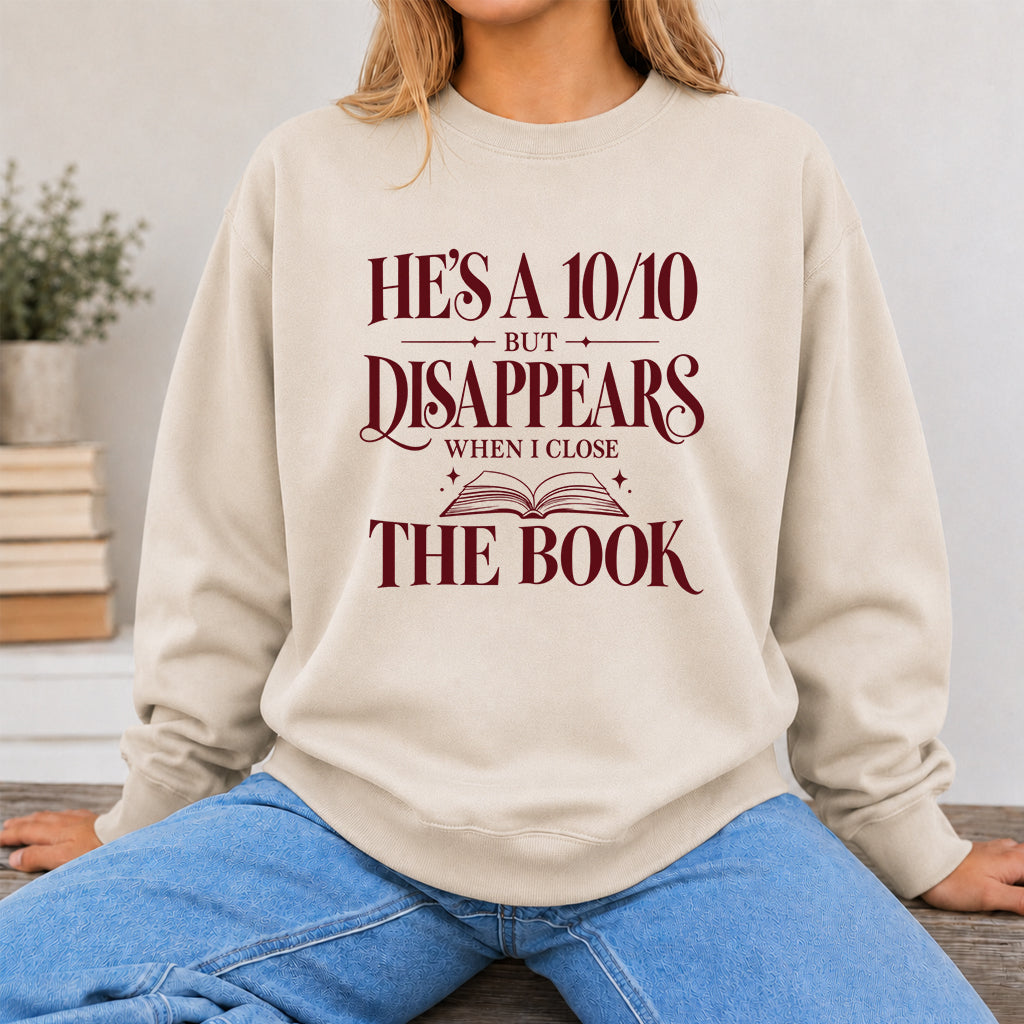 He's A 10/10 Fiction Boyfriend Crewneck Sweatshirt | Romantasy Reader Gift Sand