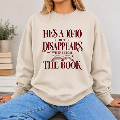 He's A 10/10 Fiction Boyfriend Crewneck Sweatshirt | Romantasy Reader Gift Sand