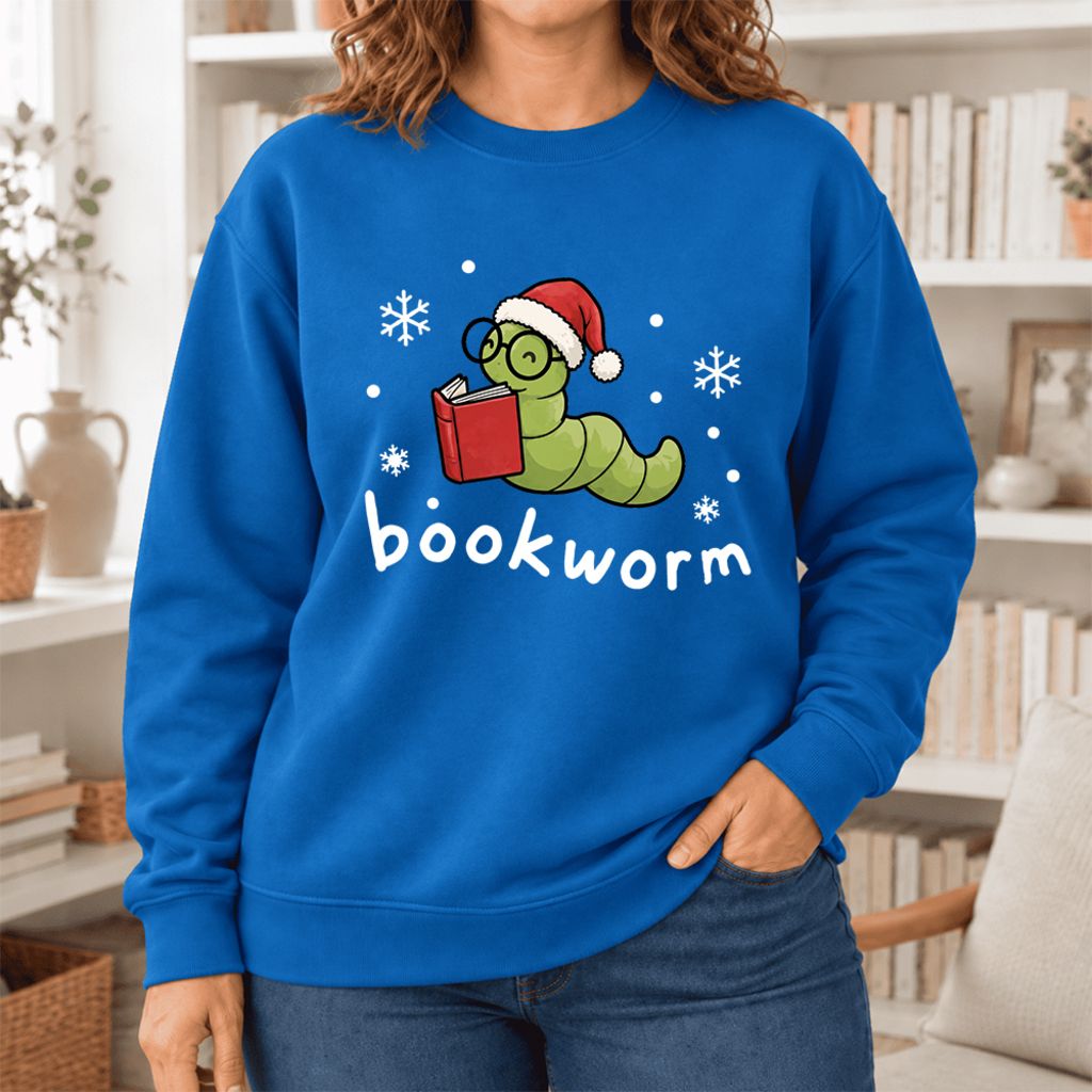 Christmas Bookworm Softstyle Sweatshirt | Christmas Book Lover Gift Royal
