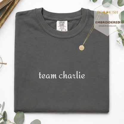 Embroidered Team Charlie Comfort Color® T-shirt Book Lover Gift Pepper