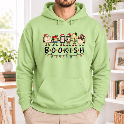 Christmas Bookish Things Softstyle Hoodie | Christmas Gift For Readers Pistachio