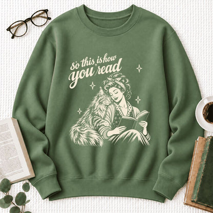 How You Read Maine Coon Softstyle Sweatshirt | Cozy Cat & Book Lover Gift Military Green