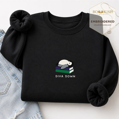 Diva Down Penguin Embroidered Sweatshirt | Reader Gift Black