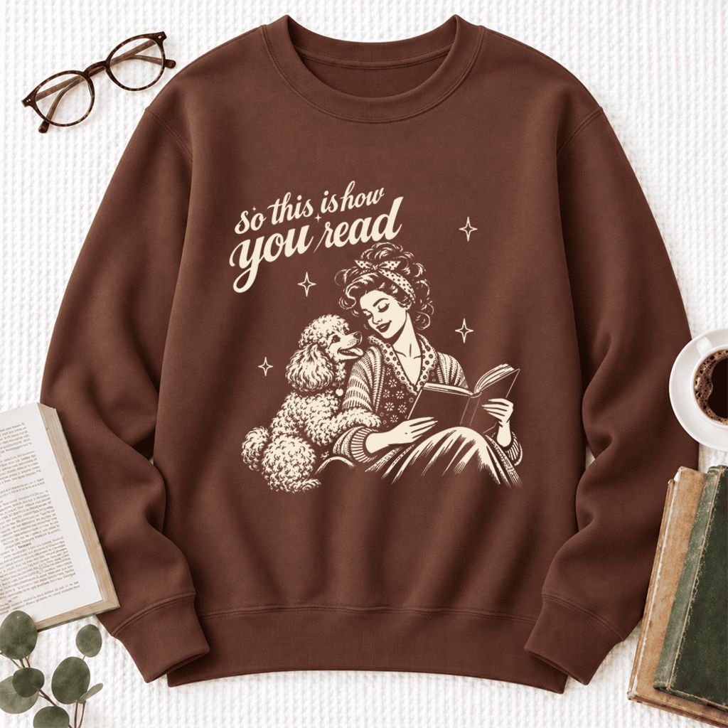 How You Read Poodle Softstyle Sweatshirt | Cozy Dog Mom Reader Gift Cocoa