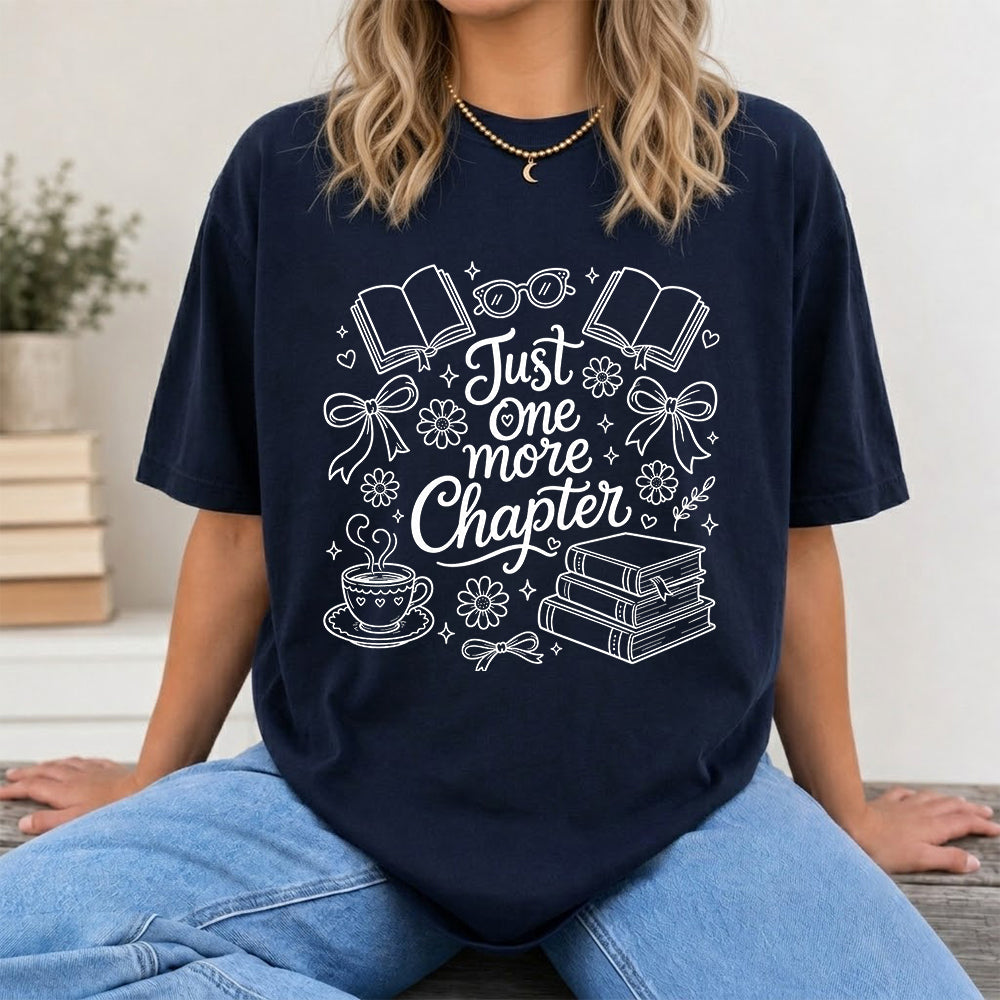 Just One More Chapter Softstyle T-Shirt | Book Lover Gift Navy