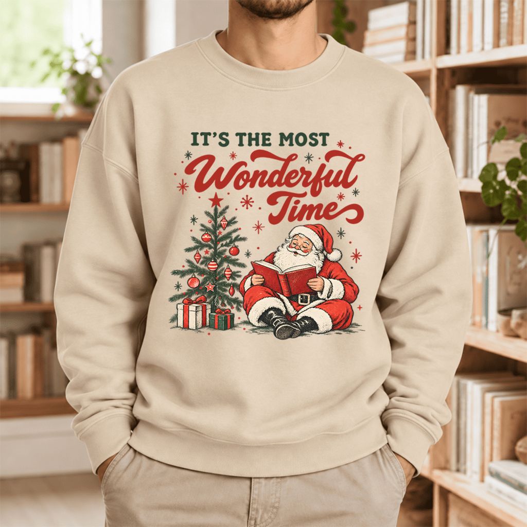It’S The Most Wonderful Time Softstyle Sweatshirt | Christmas Book Lover Gift Sand