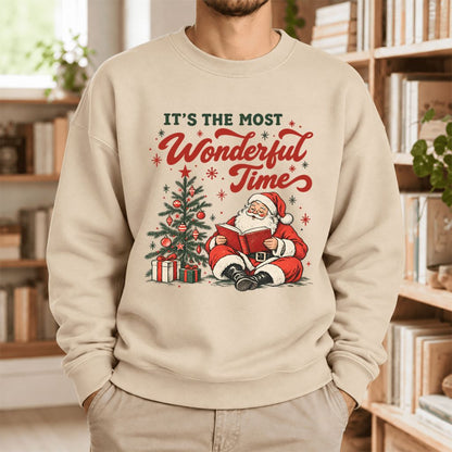 It’S The Most Wonderful Time Softstyle Sweatshirt | Christmas Book Lover Gift Sand