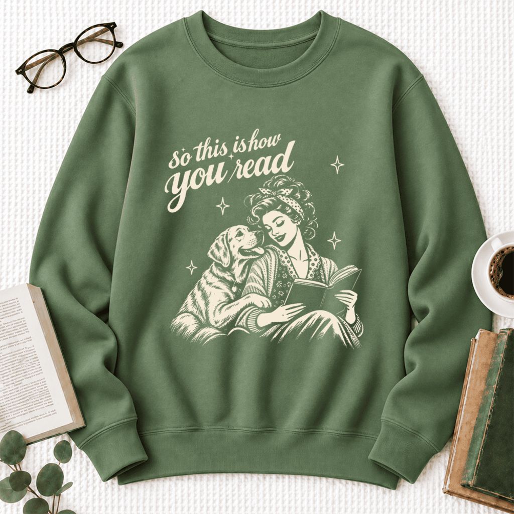 How You Read Labrador Retriever Softstyle Sweatshirt | Cozy Dog Mom Reader Gift Military Green