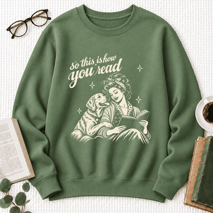 How You Read Labrador Retriever Softstyle Sweatshirt | Cozy Dog Mom Reader Gift Military Green
