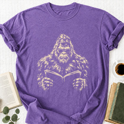 Big Foot Reading Book Softstyle T-Shirt | Book Lover Gift Heather Purple