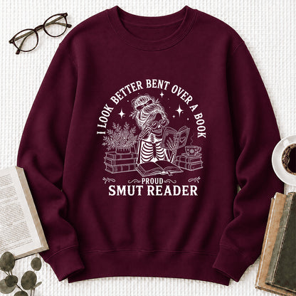I Look Better Bend Over A Book Crewneck Sweatshirt | Reader Gift Maroon