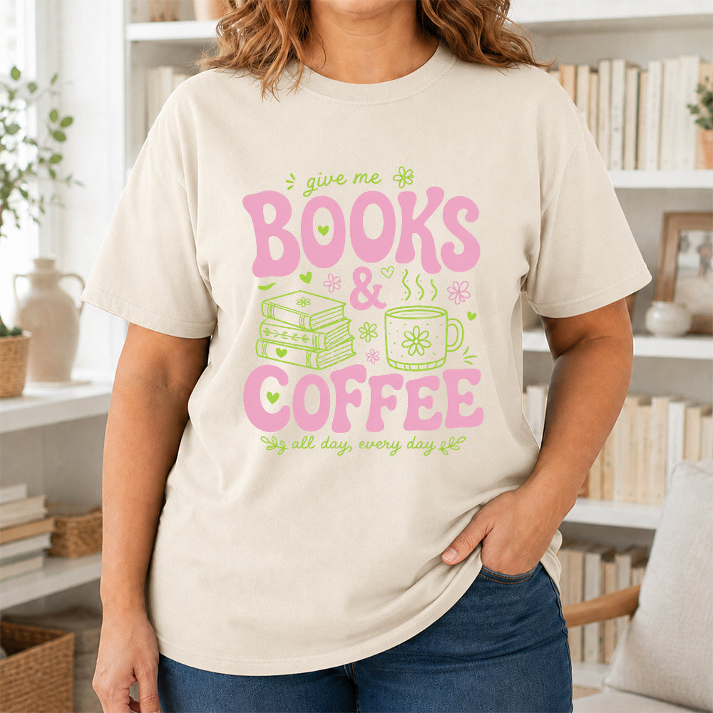 Books and Coffee Softstyle T-Shirt | Book Lover Gift Natural