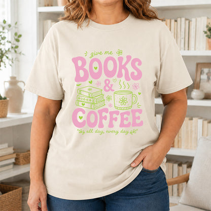 Books and Coffee Softstyle T-Shirt | Book Lover Gift Natural