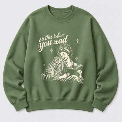 How You Read Exotic Shorthair Softstyle Sweatshirt | Cozy Cat Lover Reader Gift Military Green