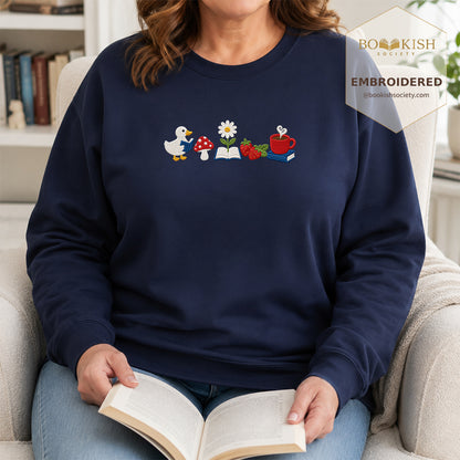 Duck Mushroom Embroidered Sweatshirt | Reader Gift Navy