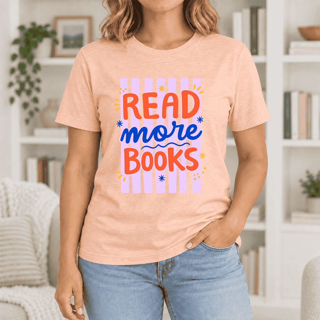 Read More Books Ultra-Soft Cotton T-Shirt | Reader Gift Heather Peach