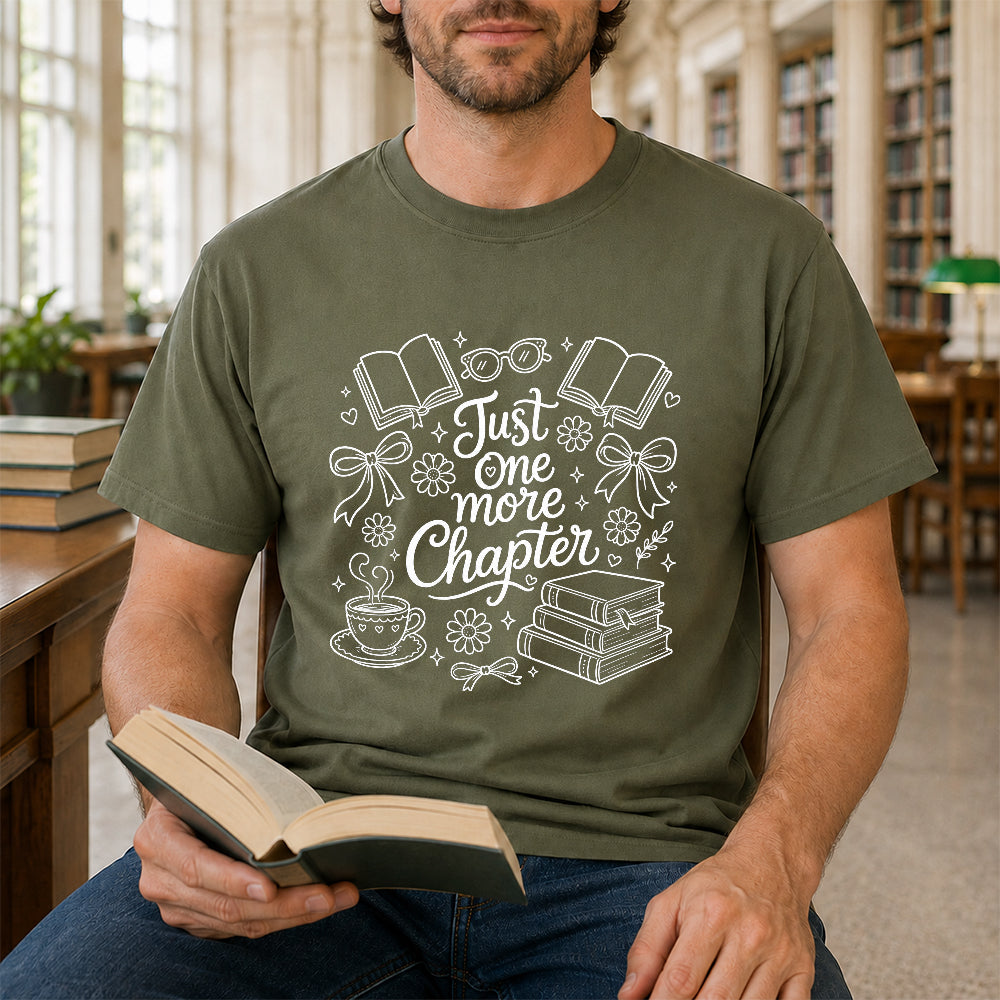 Just One More Chapter Softstyle T-Shirt | Book Lover Gift Military Green