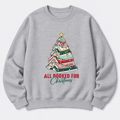 All Booked For Christmas Softstyle Sweatshirt | Christmas Book Lover Gift Sport Grey