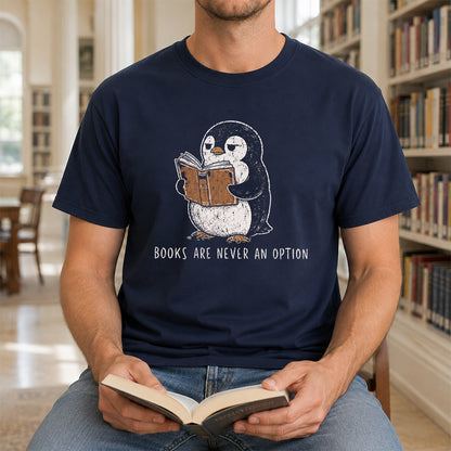 Books Are Never An Option Softstyle T-Shirt | Book Lover Gift Navy