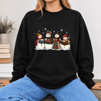 Bookish Snowman Club Softstyle Sweatshirt | Christmas Book Lover Gift Black