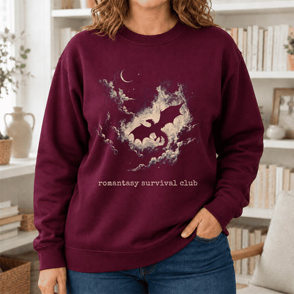 Dark Fantasy Dragon Clouds Crewneck Sweatshirt | Reader Gift Maroon