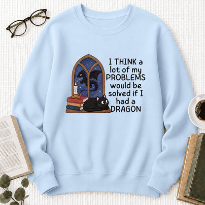 If I Could Have A Dragon Crewneck Sweatshirt | Reader Gift Light Blue