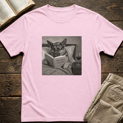 What Makes A Good Boy Printed T-Shirt | Cozy German Shepherd Mom Reader Gift Light Pink