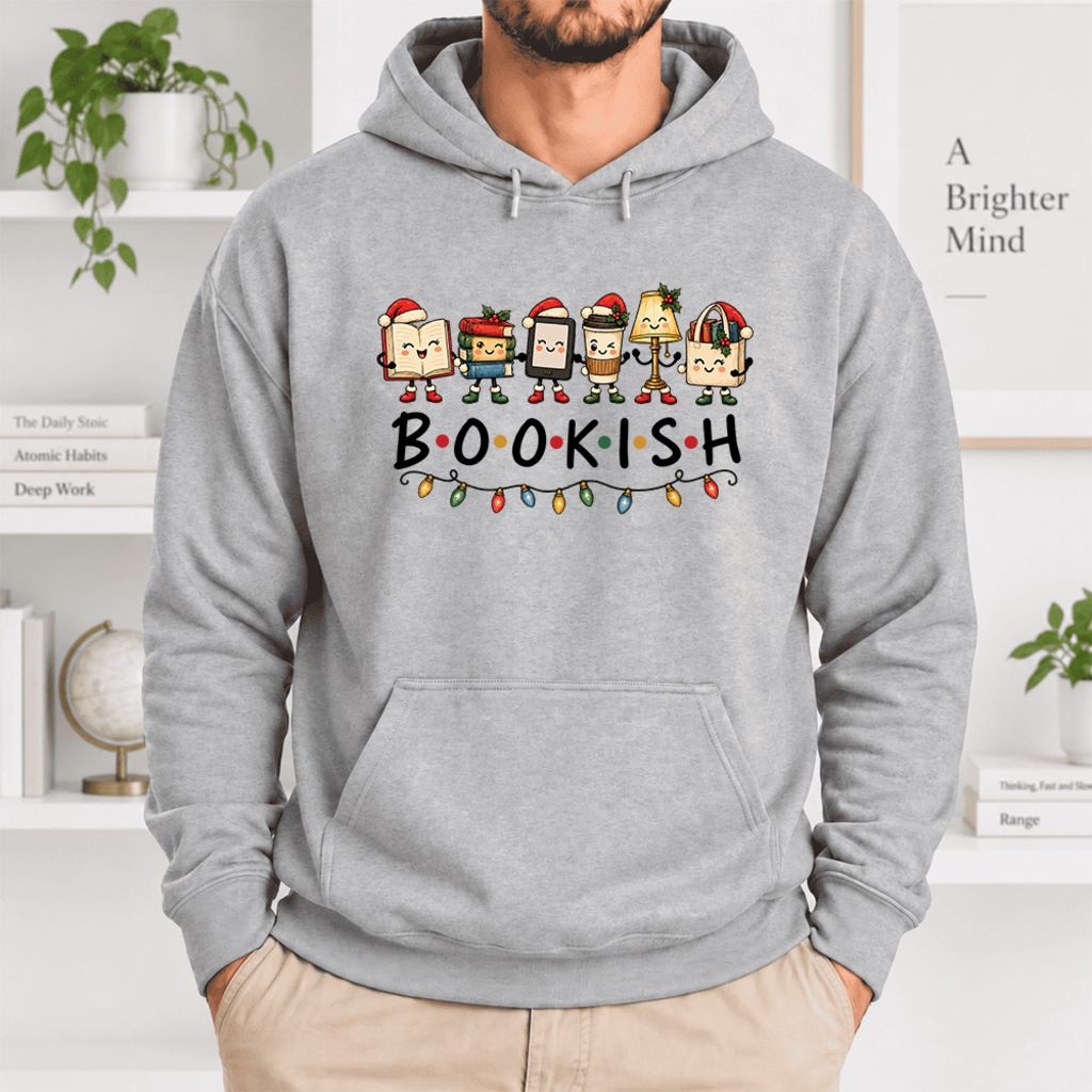 Christmas Bookish Things Softstyle Hoodie | Christmas Gift For Readers Sport Grey