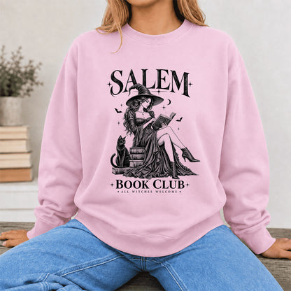 Salem Book Club Printed Sweatshirt | Spooky Book Lover Gift Light Pink