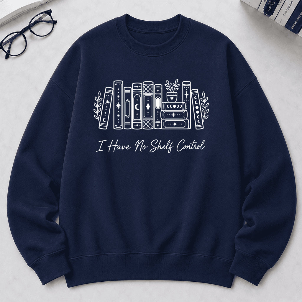 I Have No Shelf Control Crewneck Sweatshirt | Reader Gift Navy