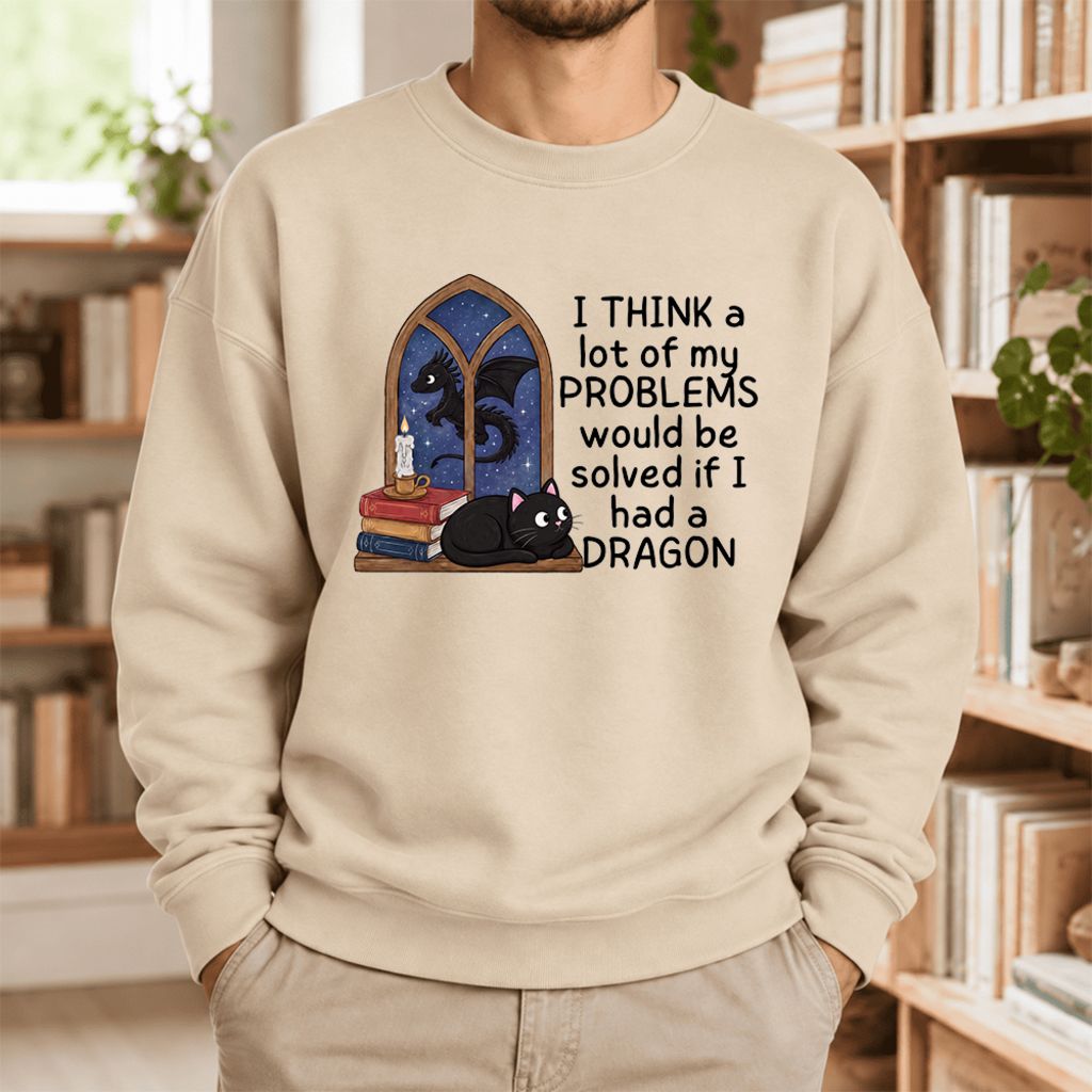 If I Could Have A Dragon Softstyle Sweatshirt | Fantasy Book Lover Gift Sand