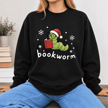 Christmas Bookworm Softstyle Sweatshirt | Christmas Book Lover Gift Black