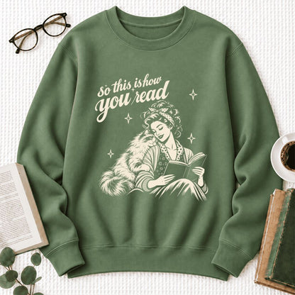 How You Read Ragdoll Softstyle Sweatshirt | Cozy Cat & Book Lover Gift Military Green