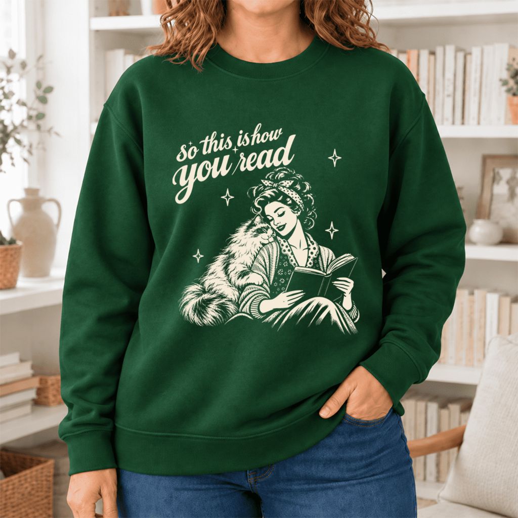 How You Read Ragdoll Softstyle Sweatshirt | Cozy Cat & Book Lover Gift Forest Green