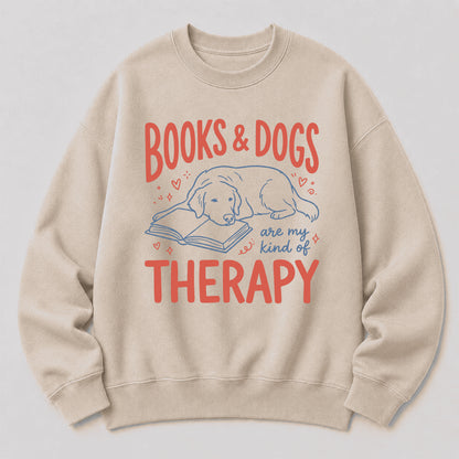 Give Me Books & Dogs Crewneck Sweatshirt | Dog Lover & Reader Gift Sand