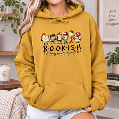 Christmas Bookish Things Softstyle Hoodie | Christmas Gift For Readers Mustard