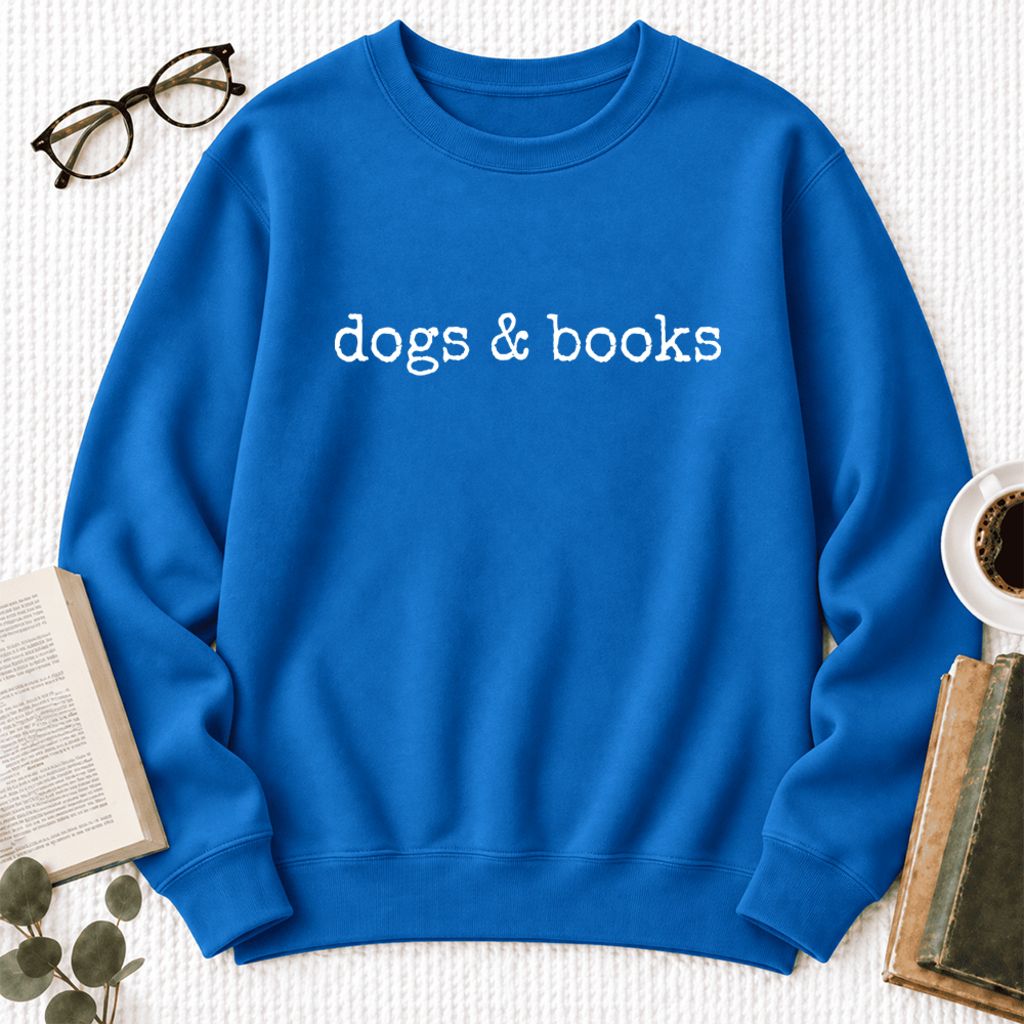 Dogs & Books Softstyle Sweatshirt | Dog Lover & Reader Gift Royal